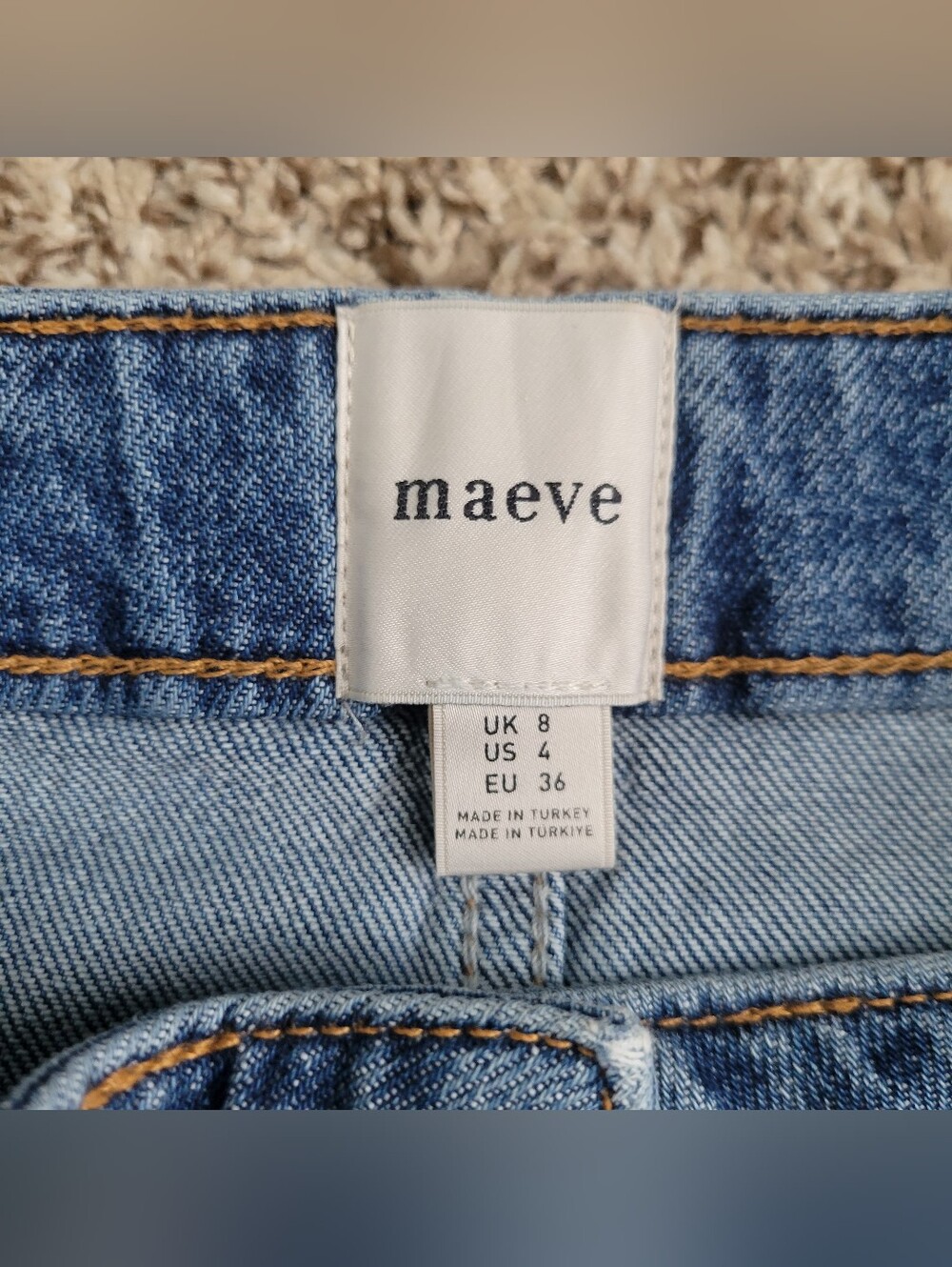 Anthropologie Maeve Denim Bow Mini Skirt Blue Button Front Rhinestone 4 NWT - Picture 3 of 5
